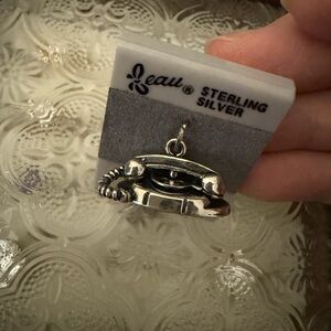 NEW Vintage Beau Sterling Silver moving dial old rotary telephone pendant charm
